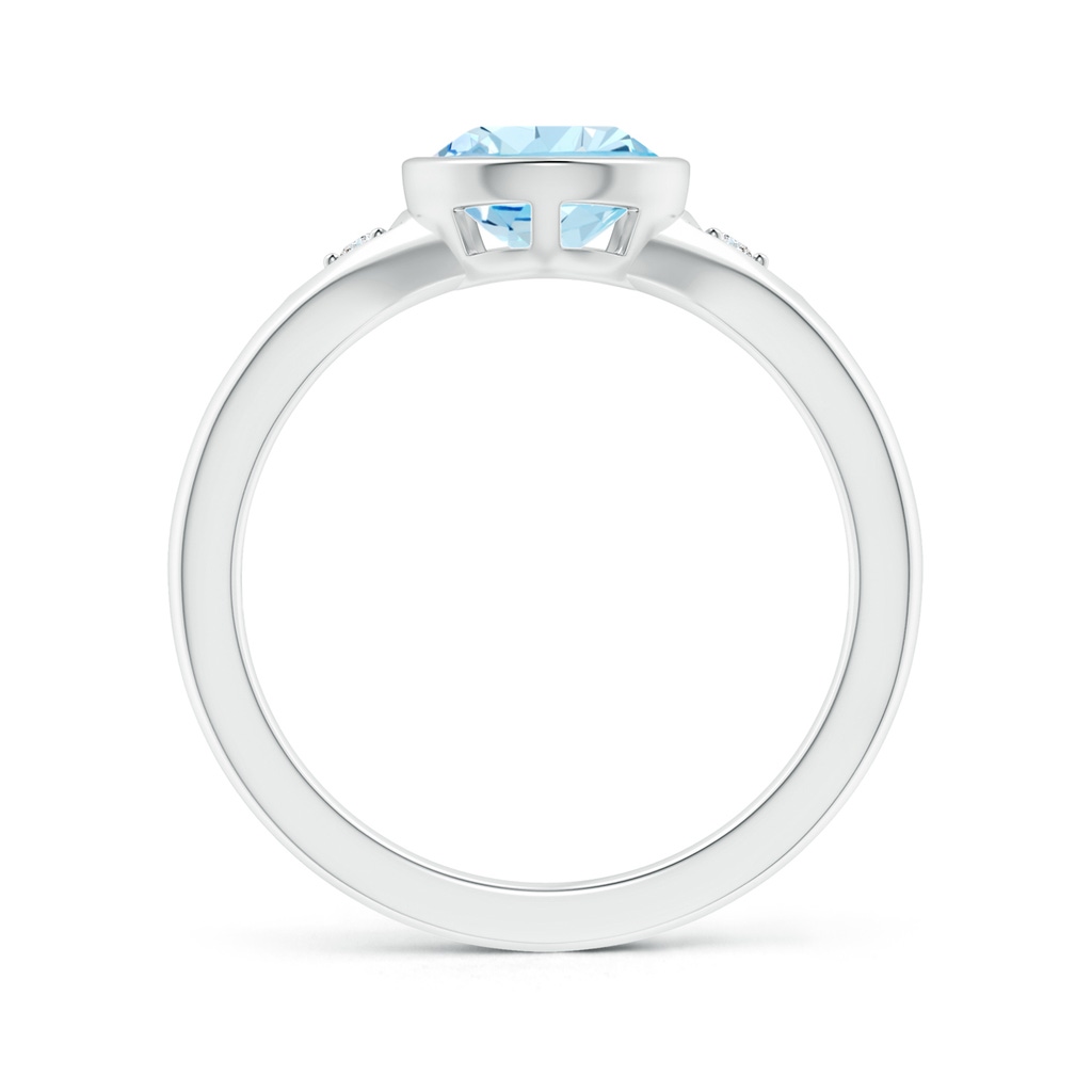 10x7mm AAA Bezel-Set Pear-Shaped Aquamarine Ring with Diamonds in White Gold Side 1