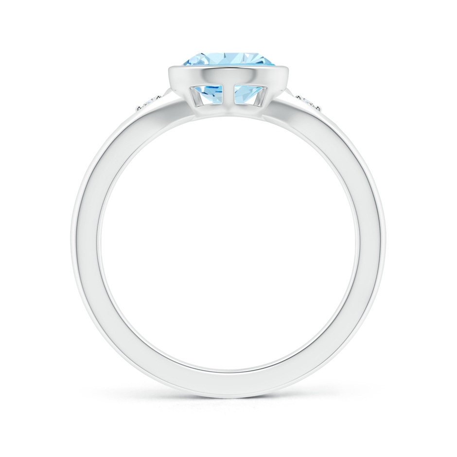 10x7mm AAA Bezel-Set Pear-Shaped Aquamarine Ring with Diamonds in White Gold side 1