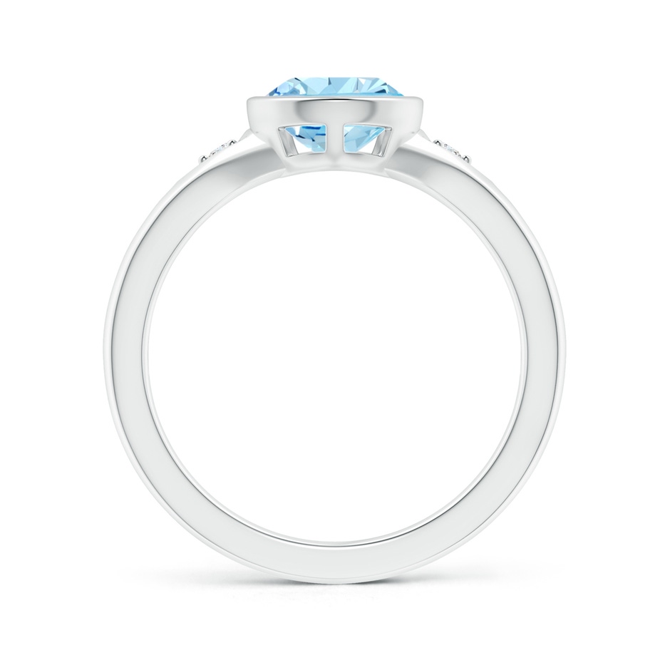 10x7mm AAAA Bezel-Set Pear-Shaped Aquamarine Ring with Diamonds in P950 Platinum side 1