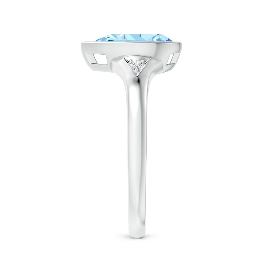 10x7mm AAAA Bezel-Set Pear-Shaped Aquamarine Ring with Diamonds in P950 Platinum side 2