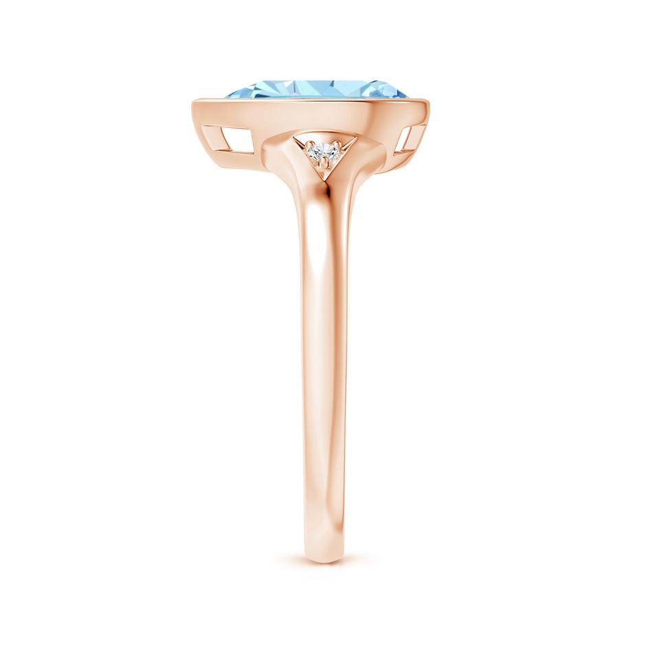 10x7mm AAAA Bezel-Set Pear-Shaped Aquamarine Ring with Diamonds in Rose Gold side 2