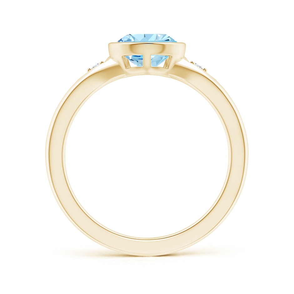 10x7mm AAAA Bezel-Set Pear-Shaped Aquamarine Ring with Diamonds in Yellow Gold side 1