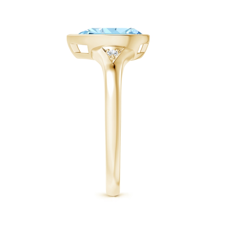10x7mm AAAA Bezel-Set Pear-Shaped Aquamarine Ring with Diamonds in Yellow Gold side 2