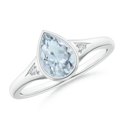 Pear Aquamarine Side Stones Rings
