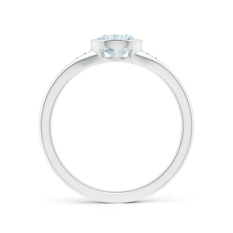 8x6mm A Bezel-Set Pear-Shaped Aquamarine Ring with Diamonds in S999 Silver side 1