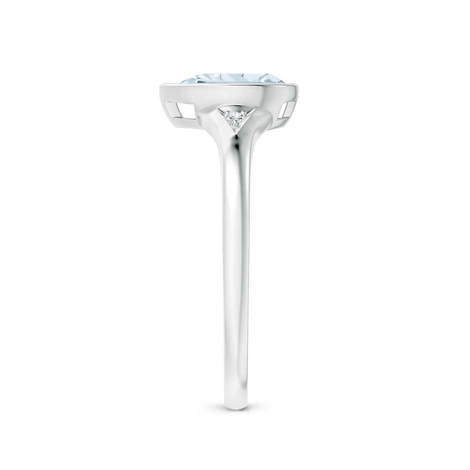 8x6mm A Bezel-Set Pear-Shaped Aquamarine Ring with Diamonds in S999 Silver side 2