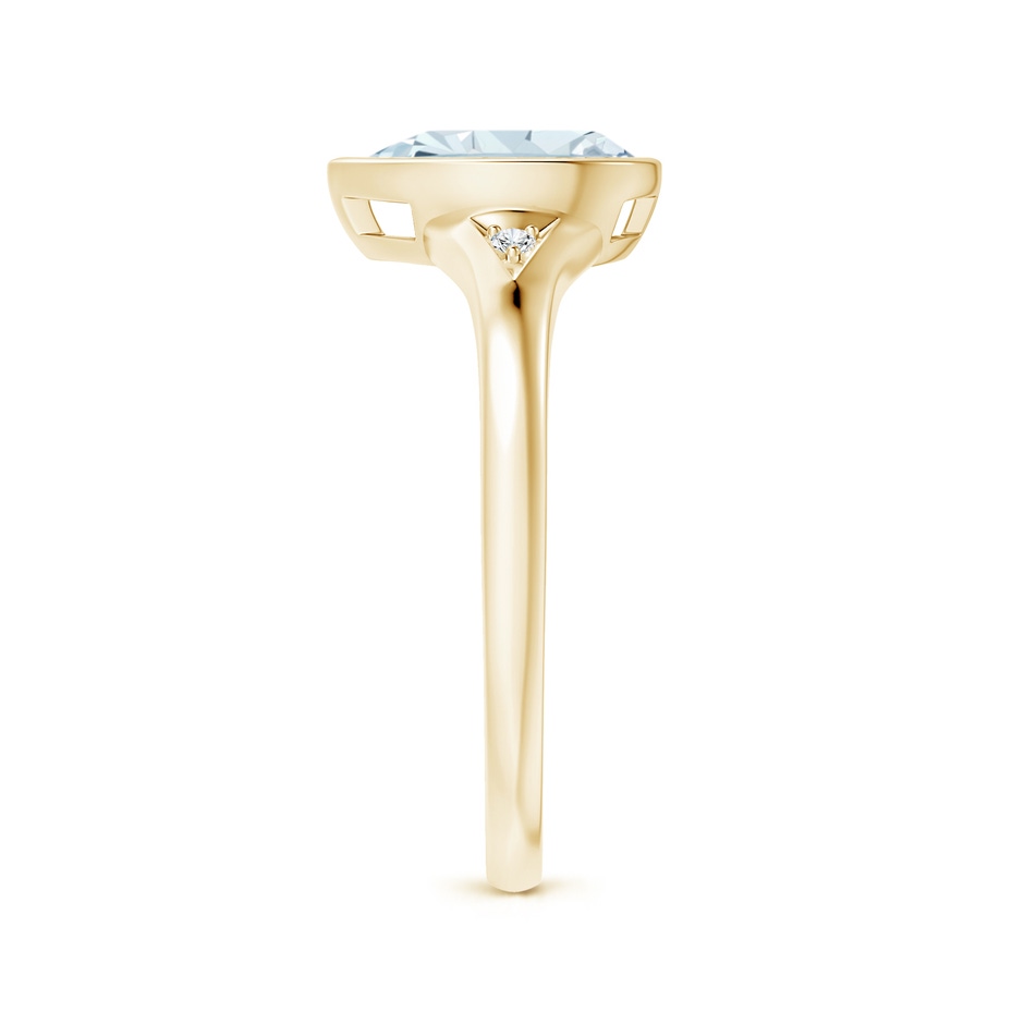 9x6mm A Bezel-Set Pear-Shaped Aquamarine Ring with Diamonds in 10K Yellow Gold side 2