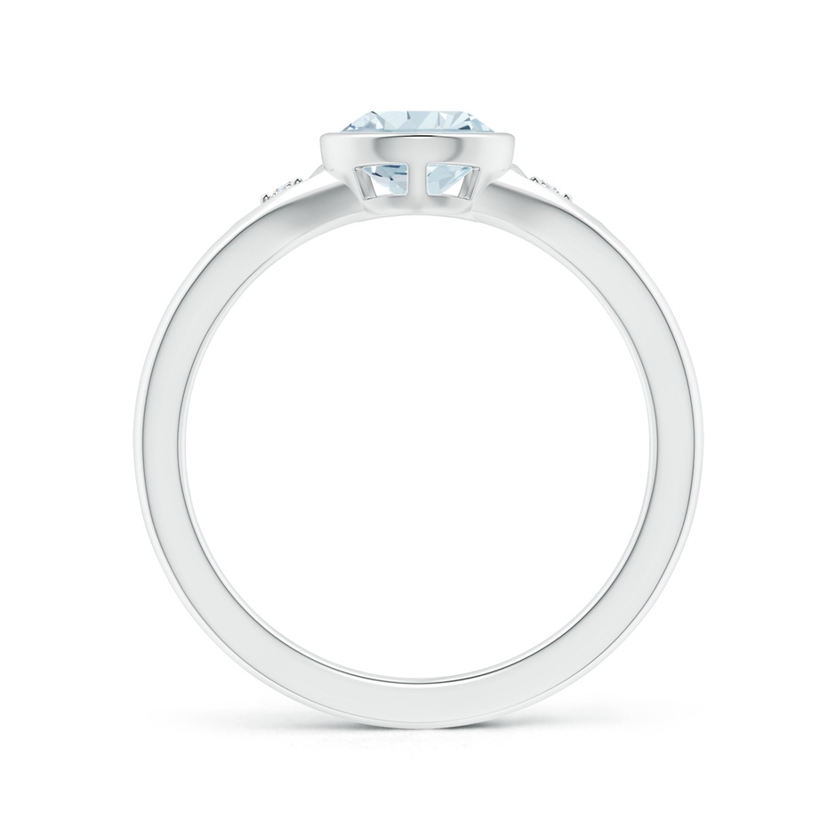 9x6mm A Bezel-Set Pear-Shaped Aquamarine Ring with Diamonds in S999 Silver side 1