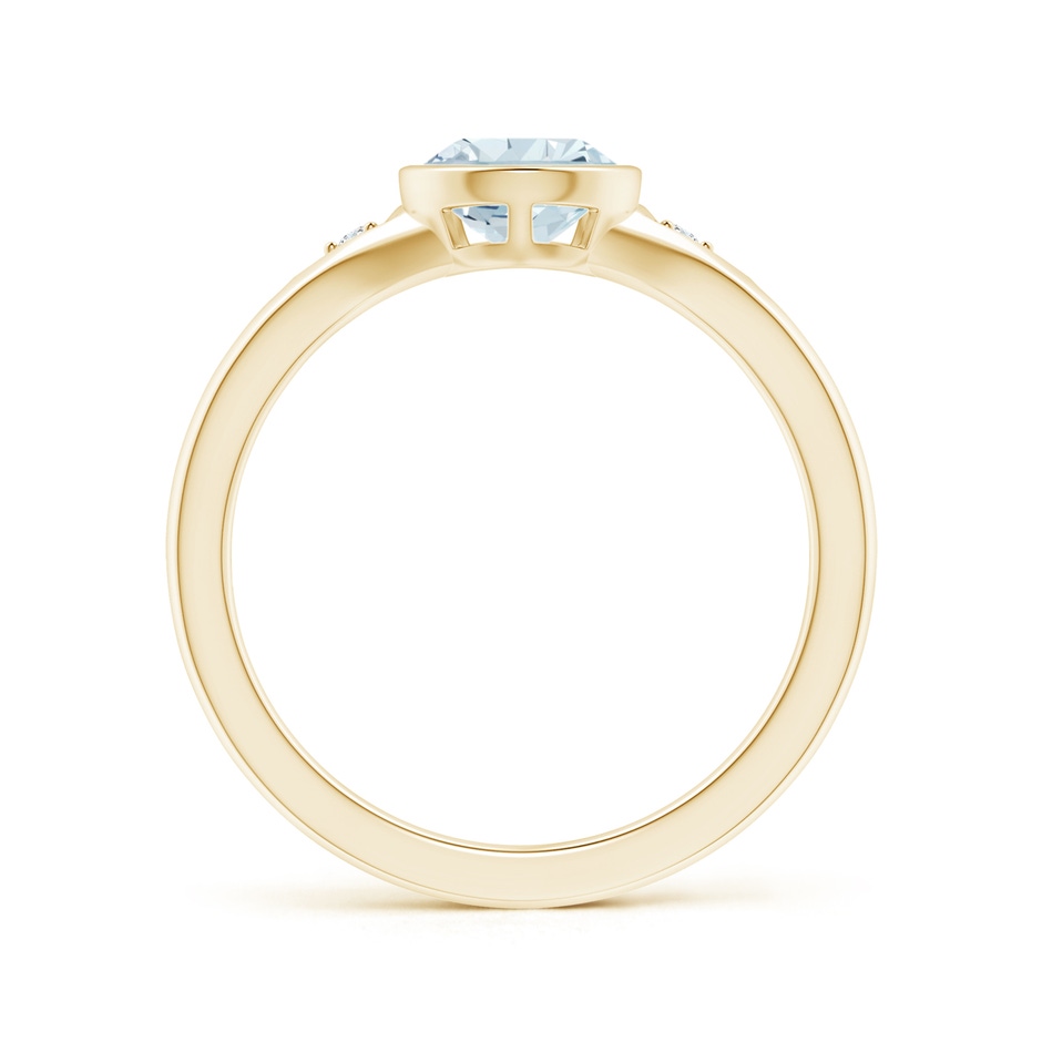 9x6mm A Bezel-Set Pear-Shaped Aquamarine Ring with Diamonds in Yellow Gold side 1