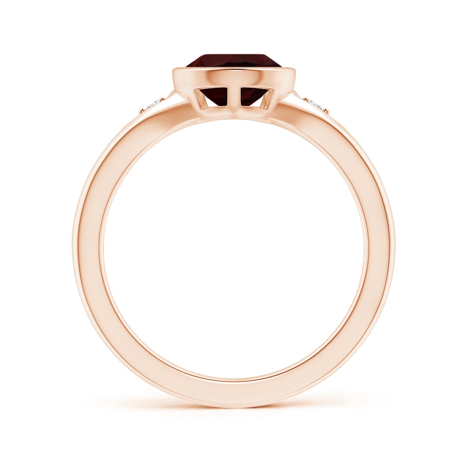 10x7mm A Bezel-Set Pear-Shaped Garnet Ring with Diamonds in Rose Gold side 199