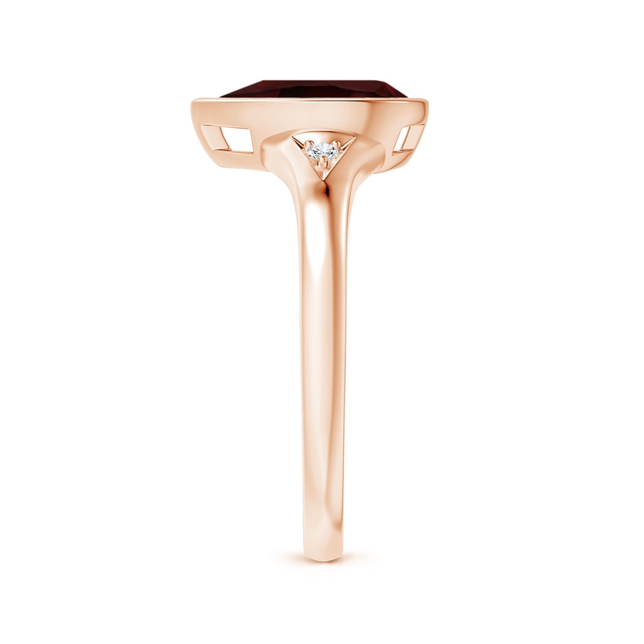 10x7mm A Bezel-Set Pear-Shaped Garnet Ring with Diamonds in Rose Gold side 299