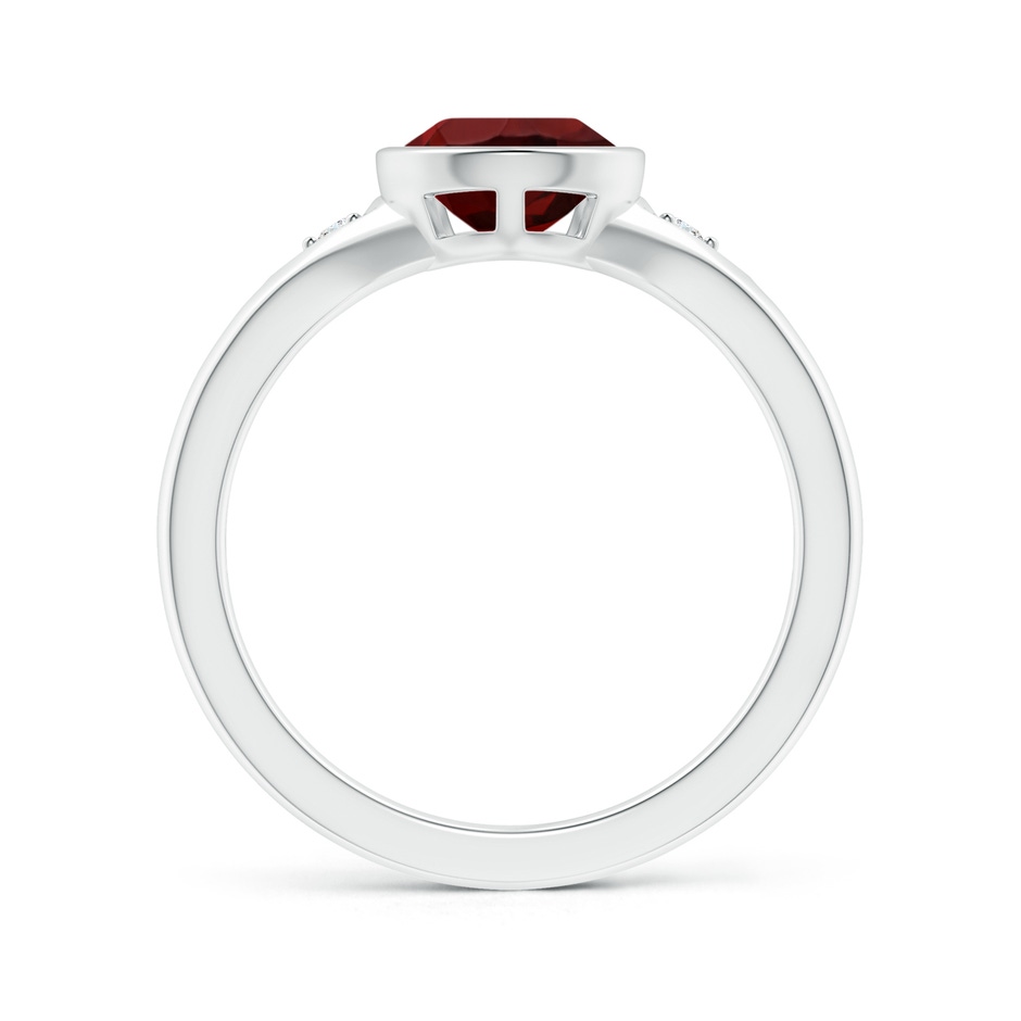 10x7mm AAA Bezel-Set Pear-Shaped Garnet Ring with Diamonds in White Gold side 1