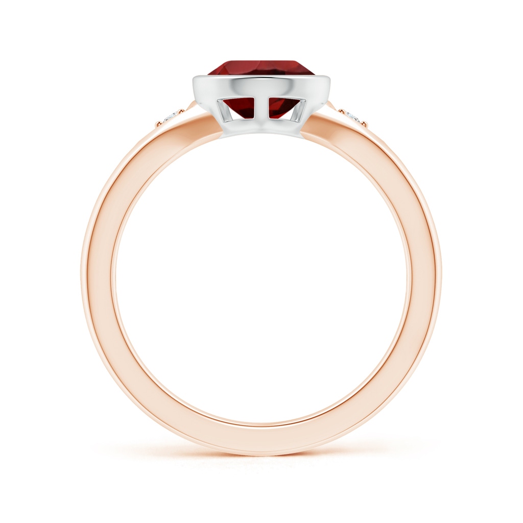 10x7mm AAAA Bezel-Set Pear-Shaped Garnet Ring with Diamonds in Rose Gold White Gold Side 1