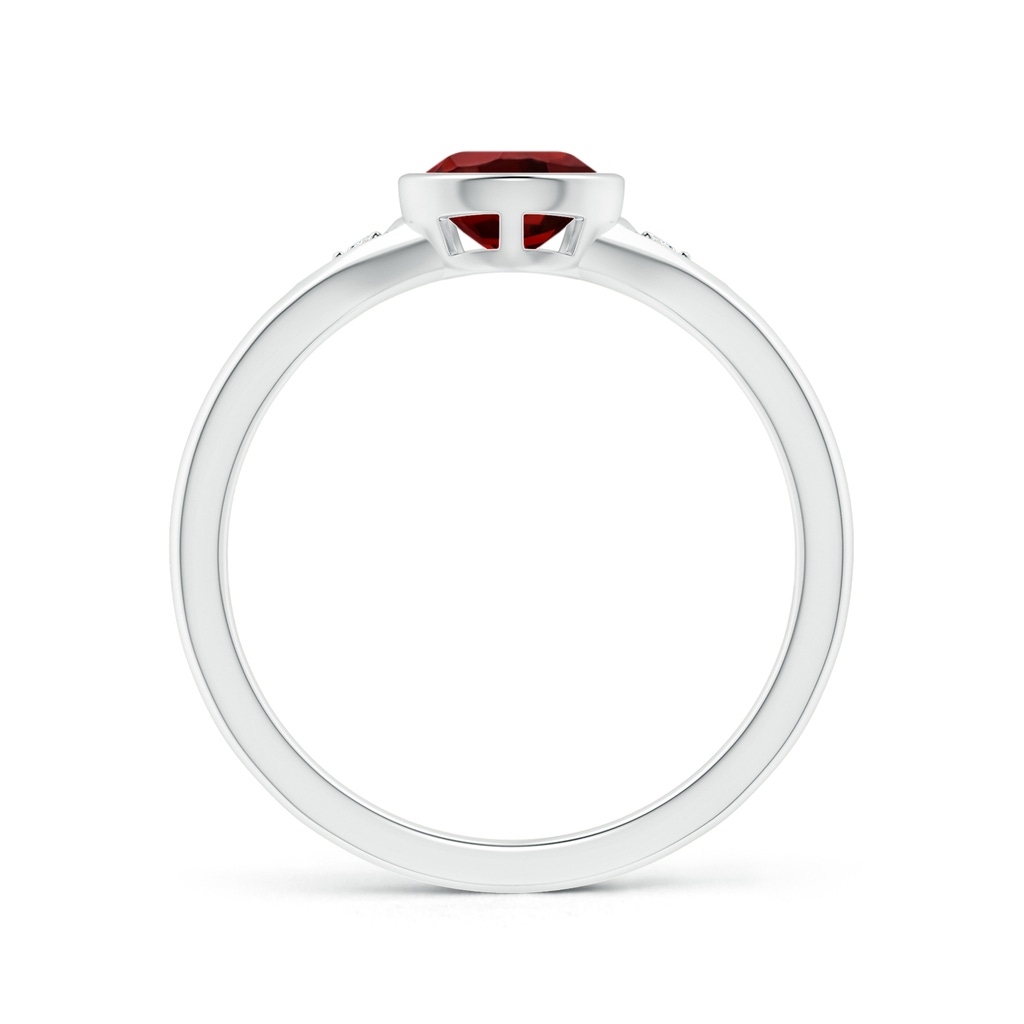 8x6mm AAAA Bezel-Set Pear-Shaped Garnet Ring with Diamonds in 10K White Gold - side 199