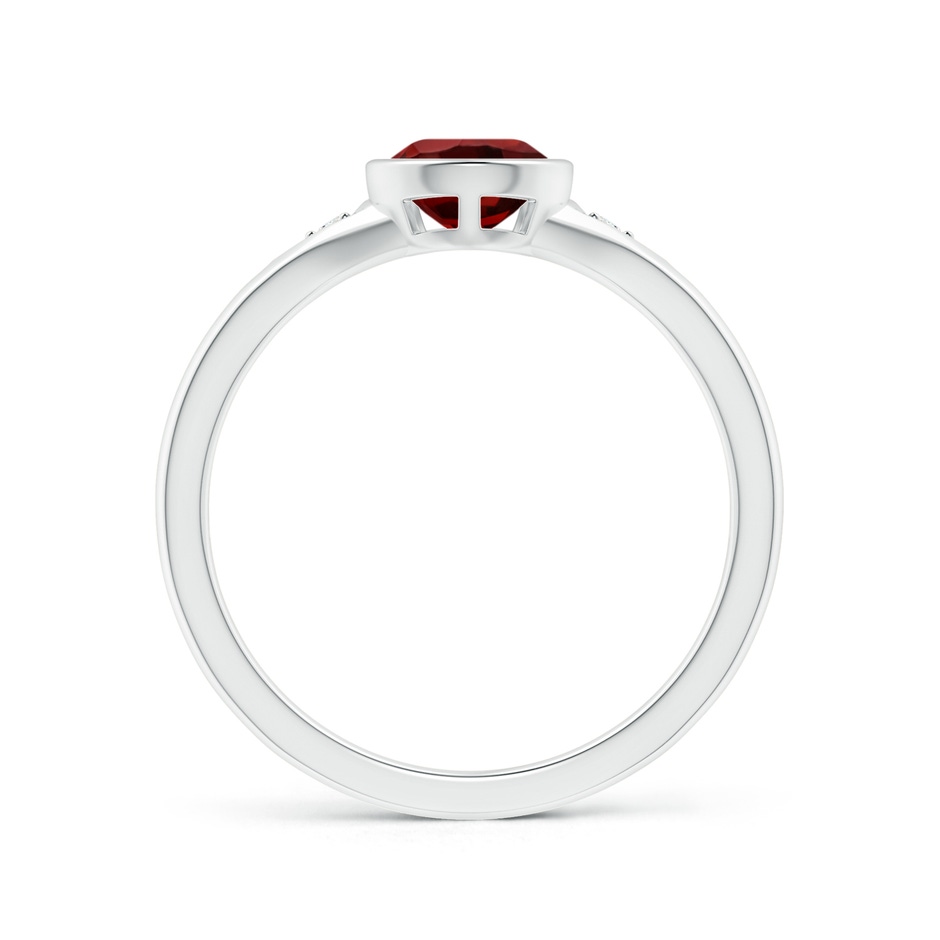 8x6mm AAAA Bezel-Set Pear-Shaped Garnet Ring with Diamonds in 10K White Gold side 199