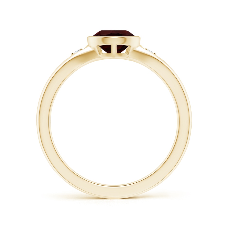 9x6mm A Bezel-Set Pear-Shaped Garnet Ring with Diamonds in 10K Yellow Gold side 199