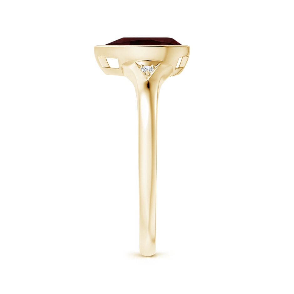 9x6mm A Bezel-Set Pear-Shaped Garnet Ring with Diamonds in 10K Yellow Gold side 299