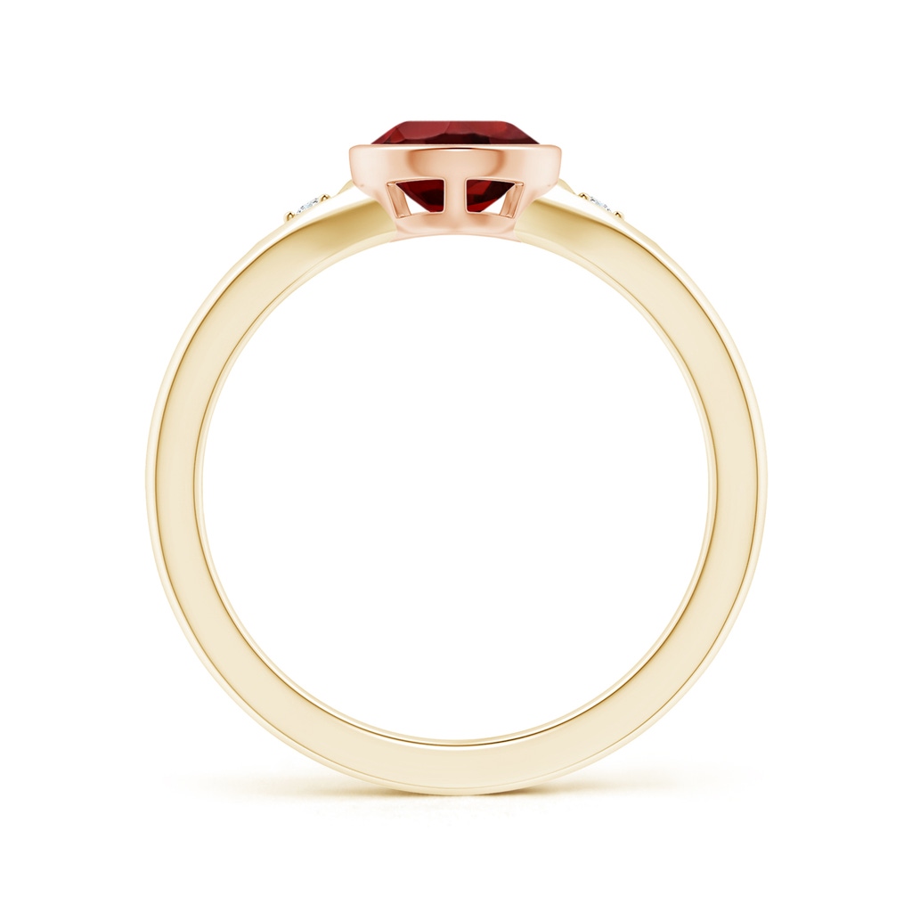 9x6mm AAAA Bezel-Set Pear-Shaped Garnet Ring with Diamonds in 10K Yellow Gold 10K Rose Gold - side 199