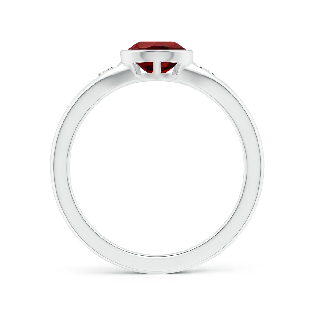 9x6mm AAAA Bezel-Set Pear-Shaped Garnet Ring with Diamonds in P950 Platinum - side 199