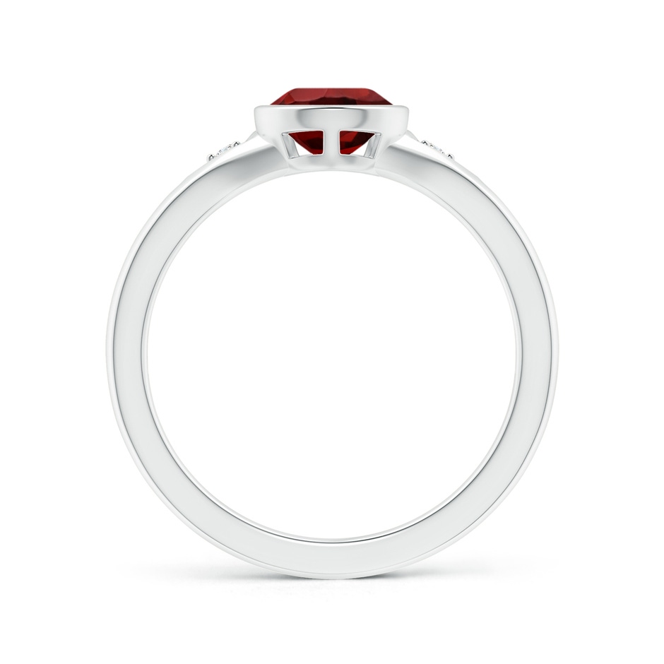 9x6mm AAAA Bezel-Set Pear-Shaped Garnet Ring with Diamonds in White Gold Side 1