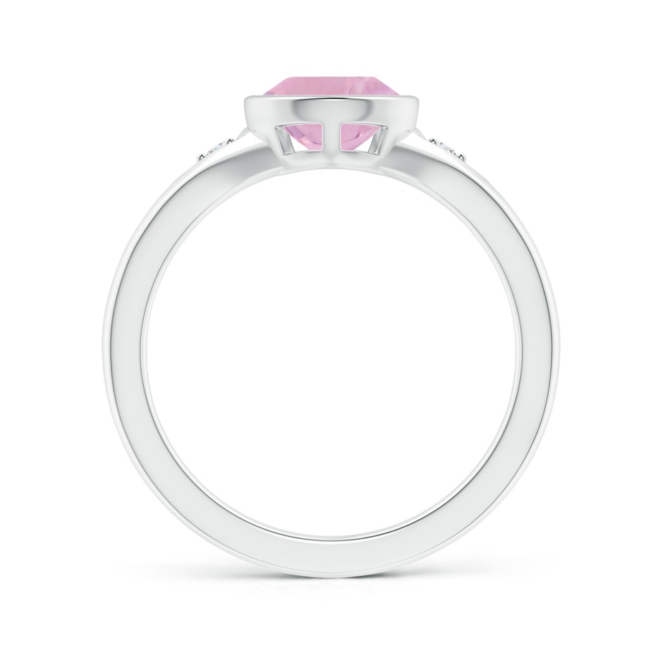10x7mm AAAA Bezel-Set Pear-Shaped Rose Quartz Ring with Diamonds in P950 Platinum side 1