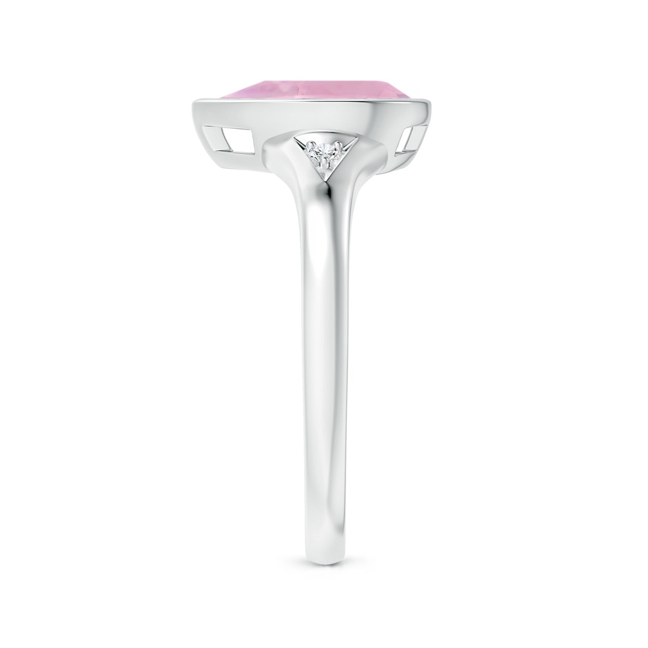 10x7mm AAAA Bezel-Set Pear-Shaped Rose Quartz Ring with Diamonds in P950 Platinum side 2