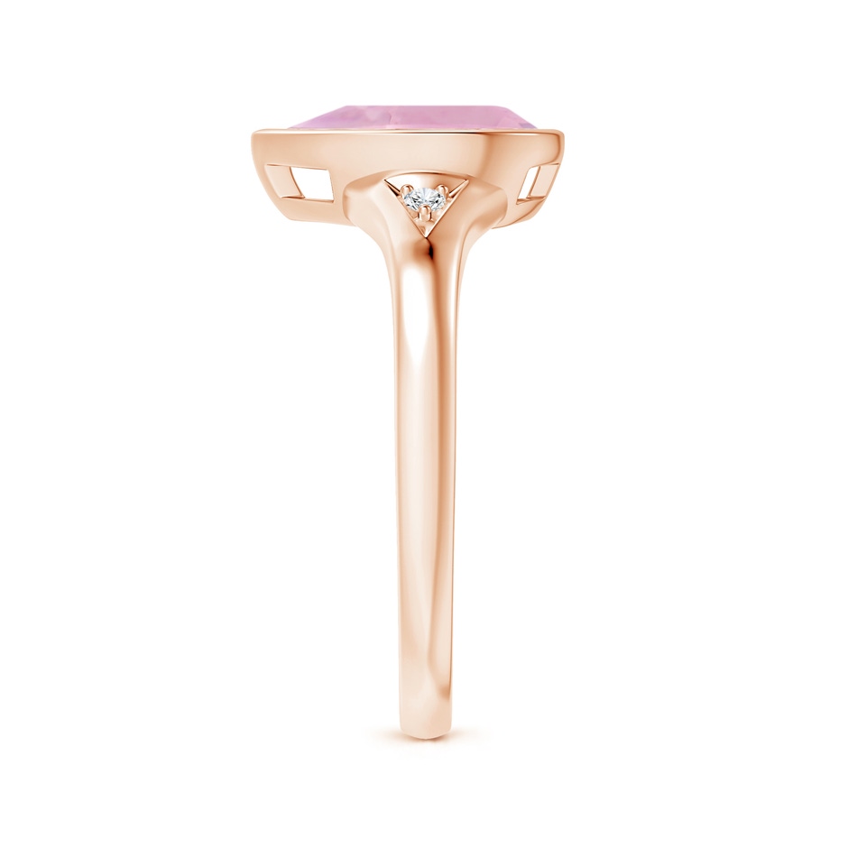 10x7mm AAAA Bezel-Set Pear-Shaped Rose Quartz Ring with Diamonds in Rose Gold side 2