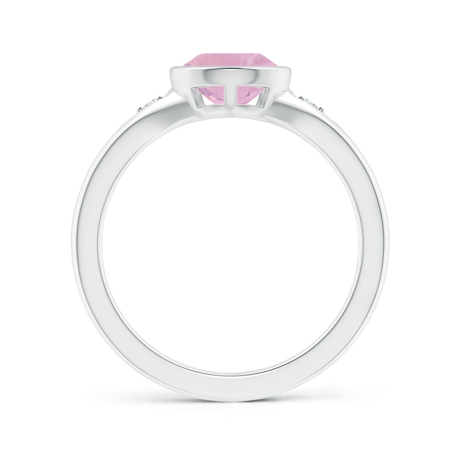 10x7mm AAAA Bezel-Set Pear-Shaped Rose Quartz Ring with Diamonds in White Gold side 1