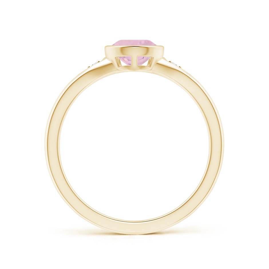 8x6mm AAA Bezel-Set Pear-Shaped Rose Quartz Ring with Diamonds in Yellow Gold side 1