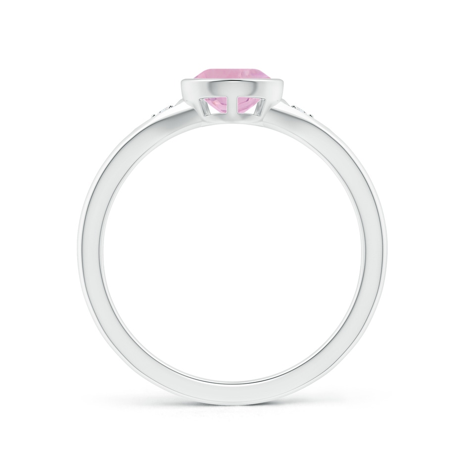 8x6mm AAAA Bezel-Set Pear-Shaped Rose Quartz Ring with Diamonds in P950 Platinum side 1