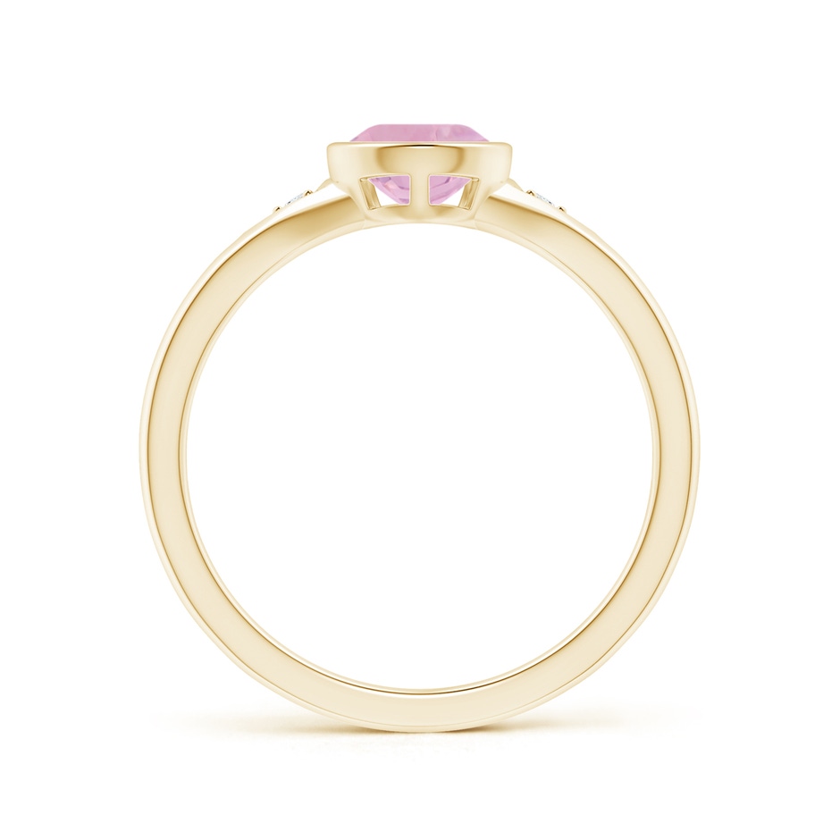 8x6mm AAAA Bezel-Set Pear-Shaped Rose Quartz Ring with Diamonds in Yellow Gold side 1