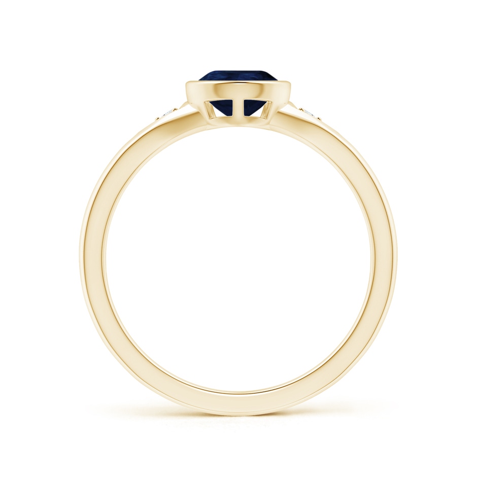 8x6mm A Bezel-Set Pear-Shaped Sapphire Ring with Diamonds in 9K Yellow Gold side 1