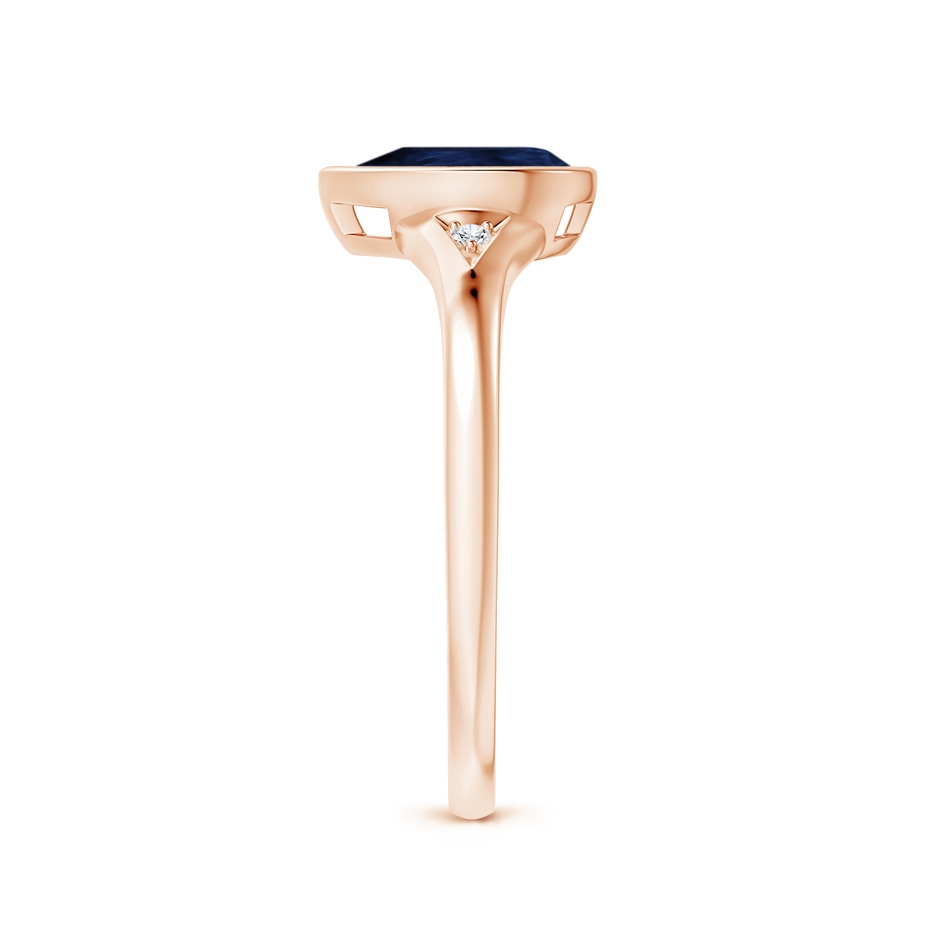 8x6mm A Bezel-Set Pear-Shaped Sapphire Ring with Diamonds in Rose Gold side 2