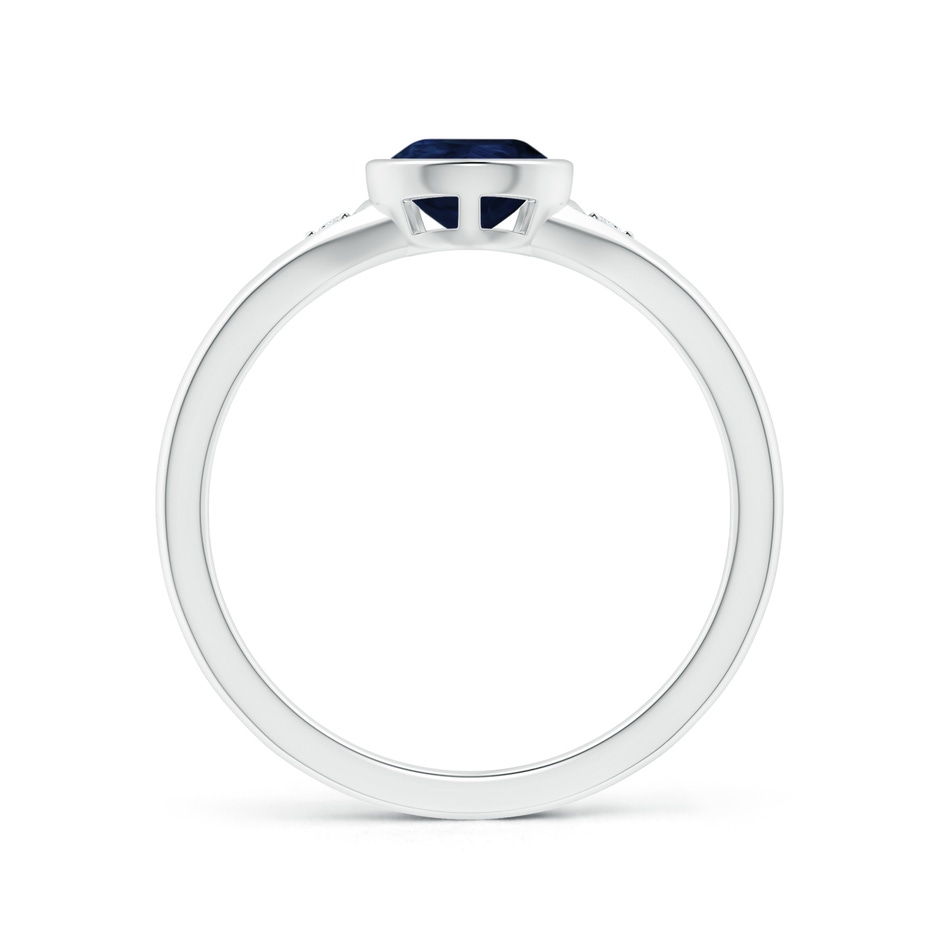 8x6mm A Bezel-Set Pear-Shaped Sapphire Ring with Diamonds in White Gold side 1