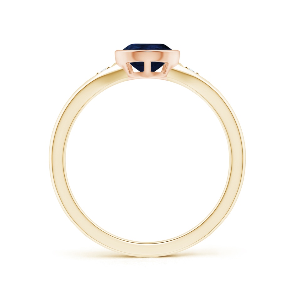 8x6mm A Bezel-Set Pear-Shaped Sapphire Ring with Diamonds in Yellow Gold Rose Gold side 1