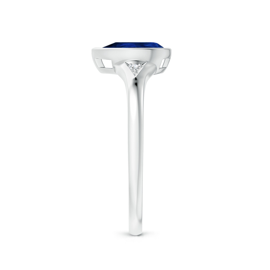 8x6mm AA Bezel-Set Pear-Shaped Sapphire Ring with Diamonds in White Gold side 2