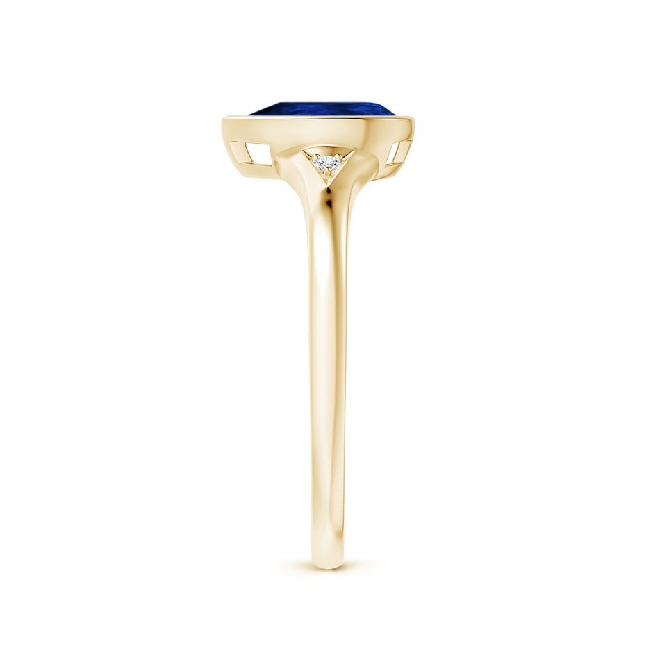 8x6mm AA Bezel-Set Pear-Shaped Sapphire Ring with Diamonds in Yellow Gold side 2