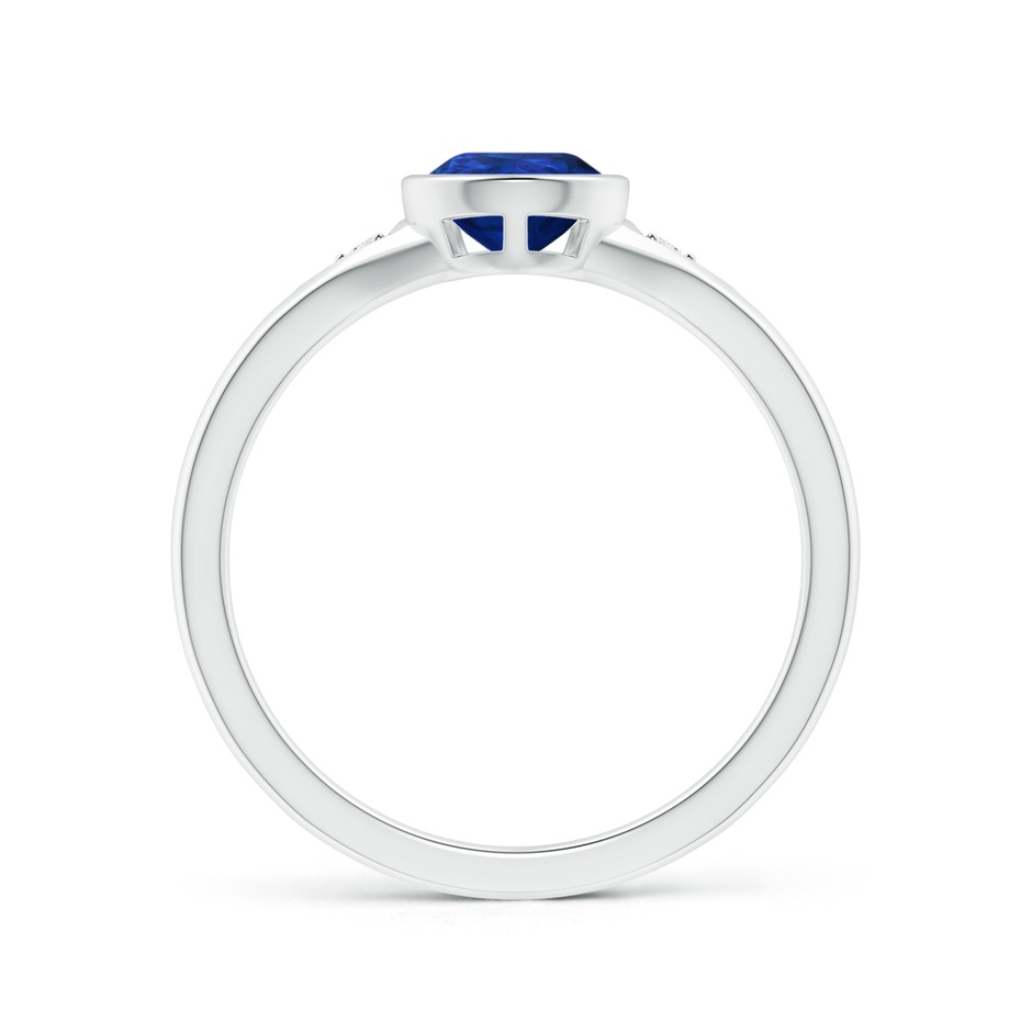 8x6mm AAA Bezel-Set Pear-Shaped Sapphire Ring with Diamonds in P950 Platinum side 1
