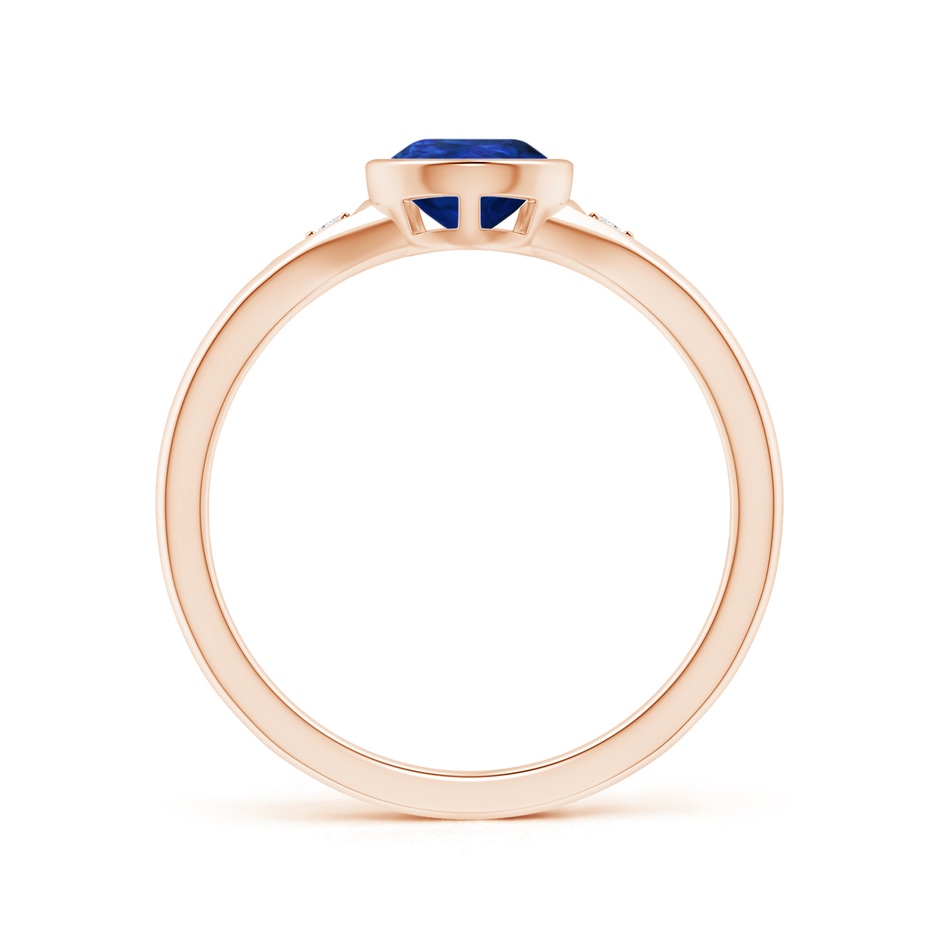 8x6mm AAA Bezel-Set Pear-Shaped Sapphire Ring with Diamonds in Rose Gold side 1