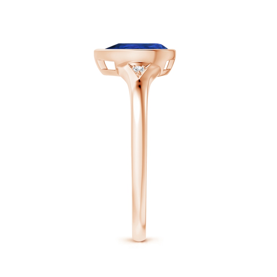 8x6mm AAA Bezel-Set Pear-Shaped Sapphire Ring with Diamonds in Rose Gold side 2