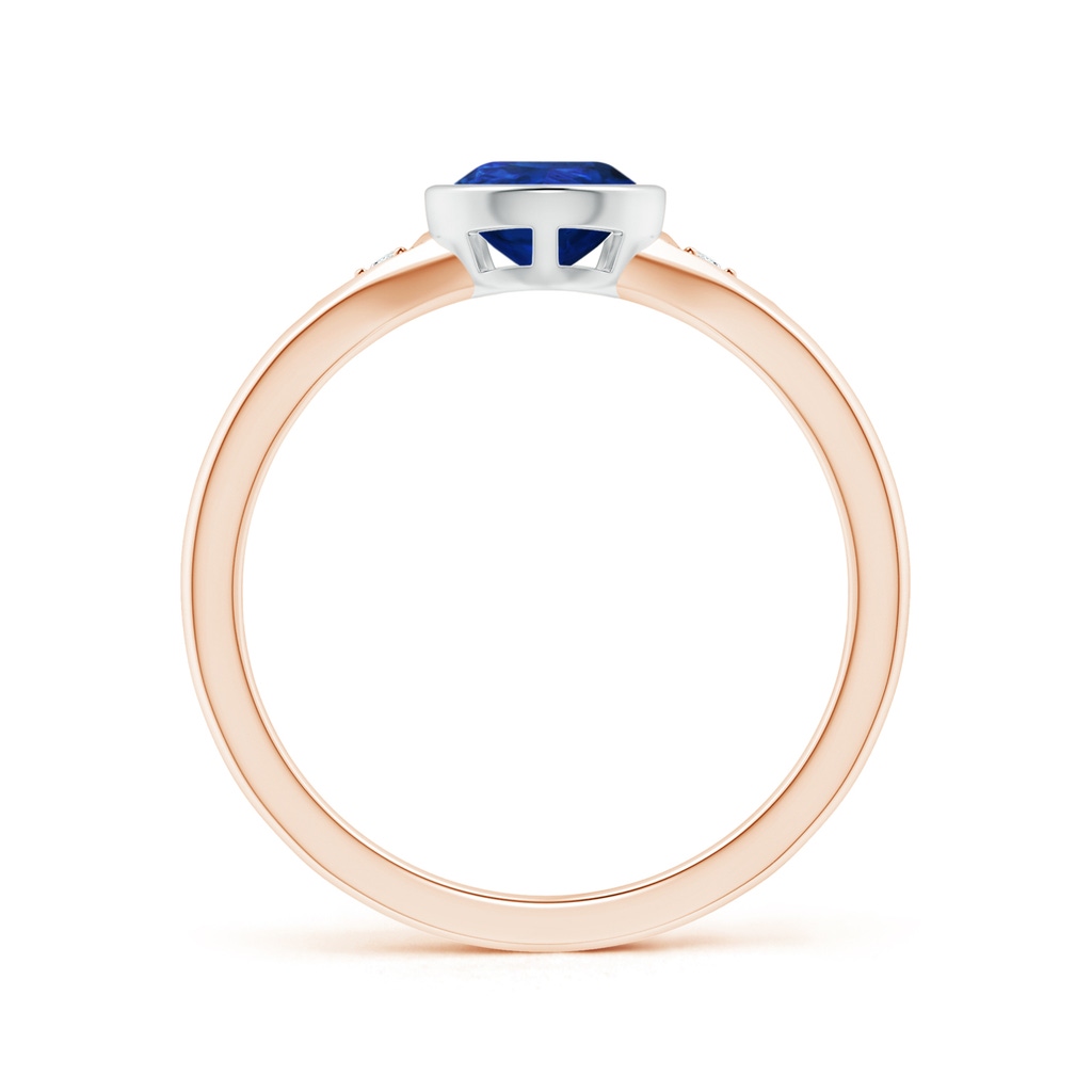 8x6mm AAA Bezel-Set Pear-Shaped Sapphire Ring with Diamonds in Rose Gold White Gold Side 1