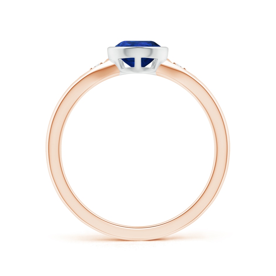 8x6mm AAA Bezel-Set Pear-Shaped Sapphire Ring with Diamonds in Rose Gold White Gold side 1