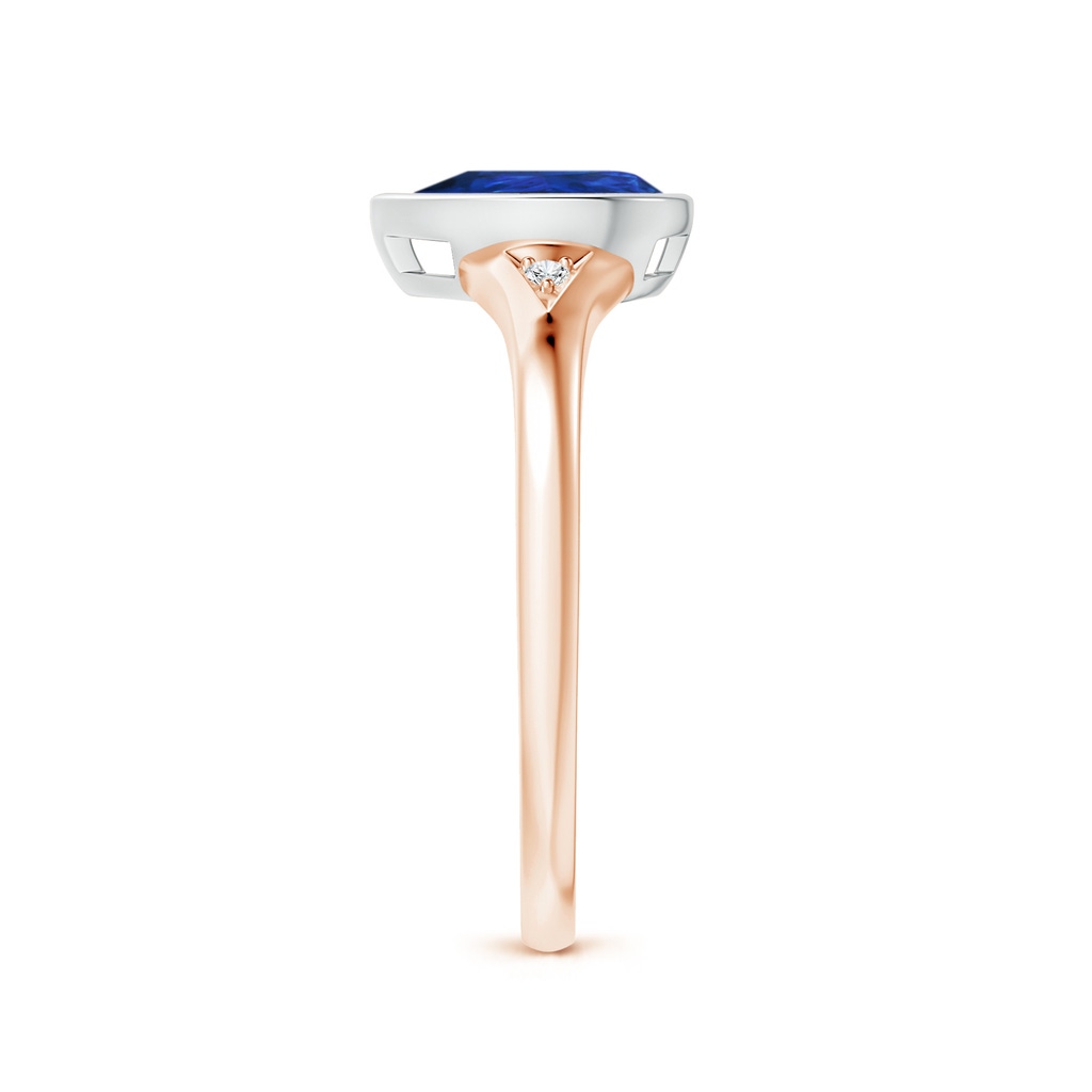 8x6mm AAA Bezel-Set Pear-Shaped Sapphire Ring with Diamonds in Rose Gold White Gold Side 2
