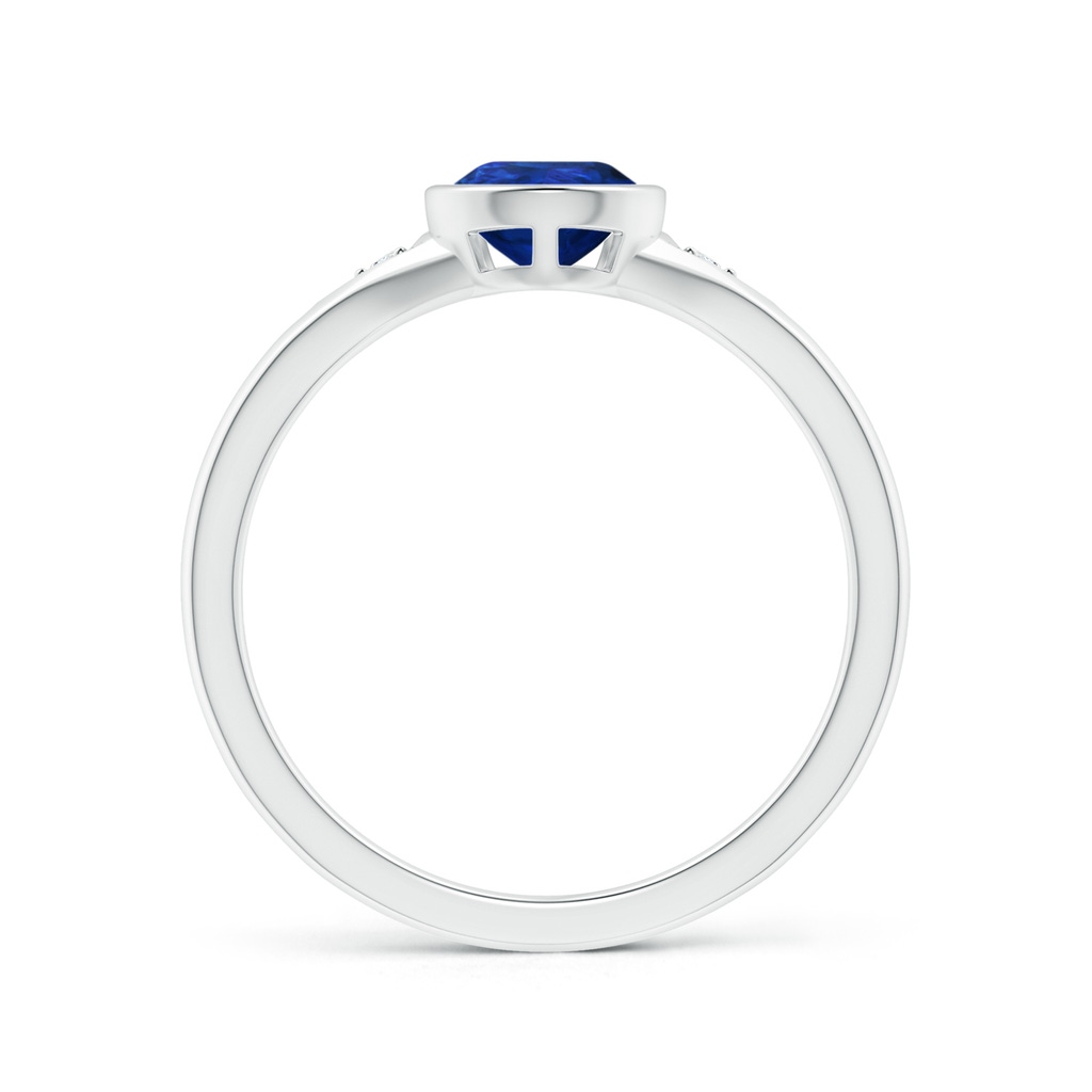 8x6mm AAA Bezel-Set Pear-Shaped Sapphire Ring with Diamonds in White Gold Side 1