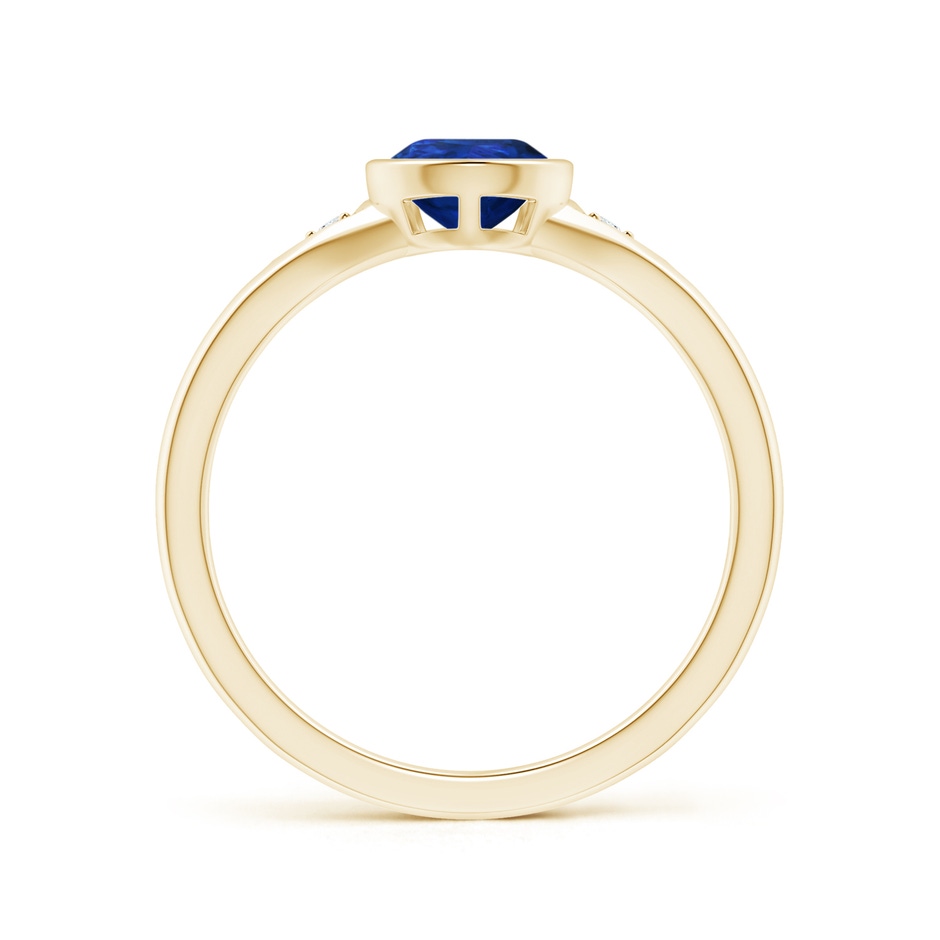 8x6mm AAA Bezel-Set Pear-Shaped Sapphire Ring with Diamonds in Yellow Gold side 1