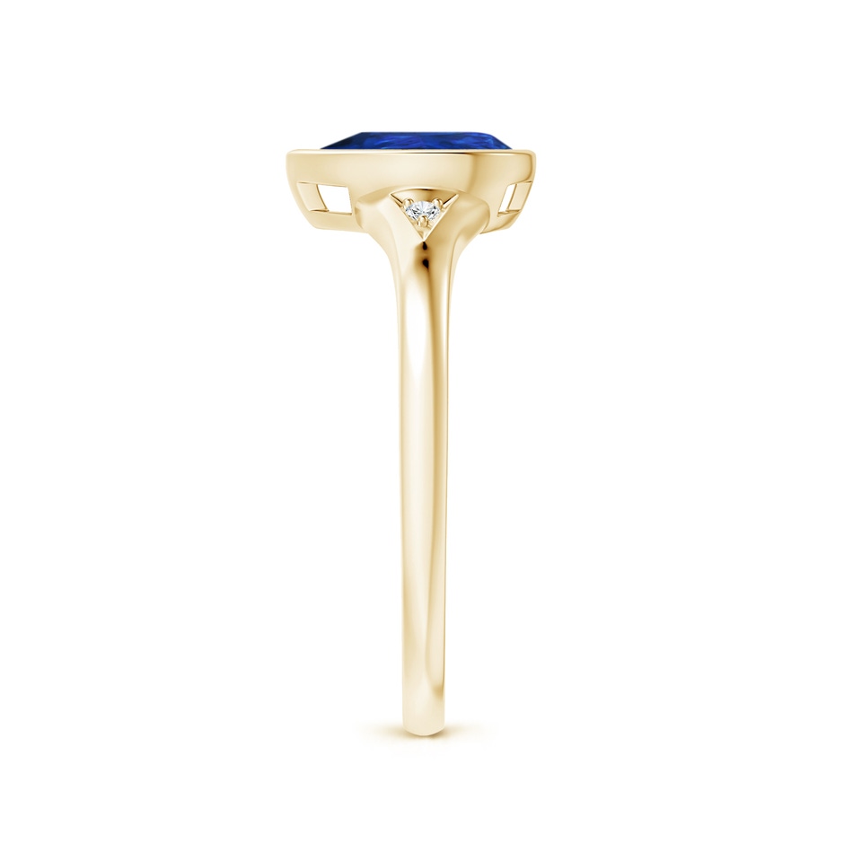 8x6mm AAA Bezel-Set Pear-Shaped Sapphire Ring with Diamonds in Yellow Gold side 2