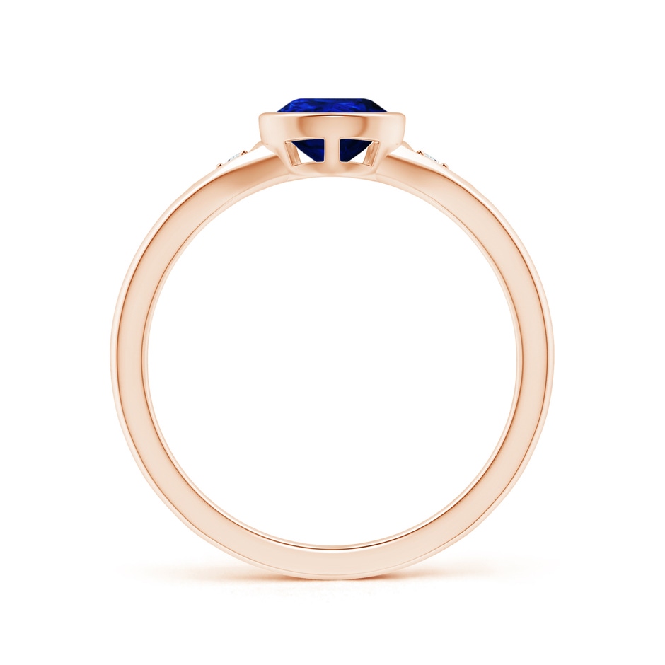 8x6mm AAAA Bezel-Set Pear-Shaped Sapphire Ring with Diamonds in Rose Gold side 1