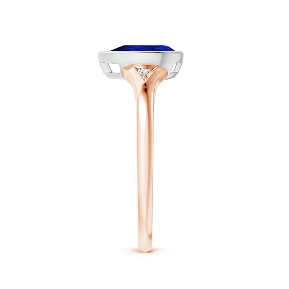 8x6mm AAAA Bezel-Set Pear-Shaped Sapphire Ring with Diamonds in Rose Gold White Gold side 2