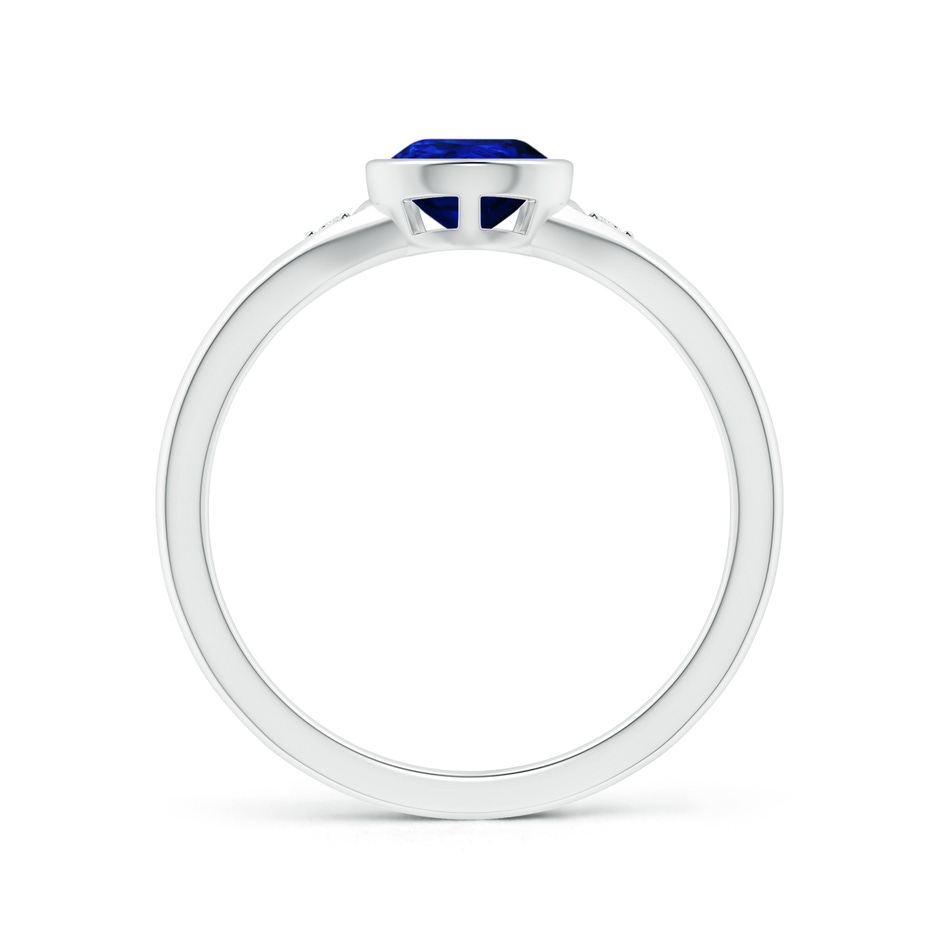 8x6mm AAAA Bezel-Set Pear-Shaped Sapphire Ring with Diamonds in White Gold side 1