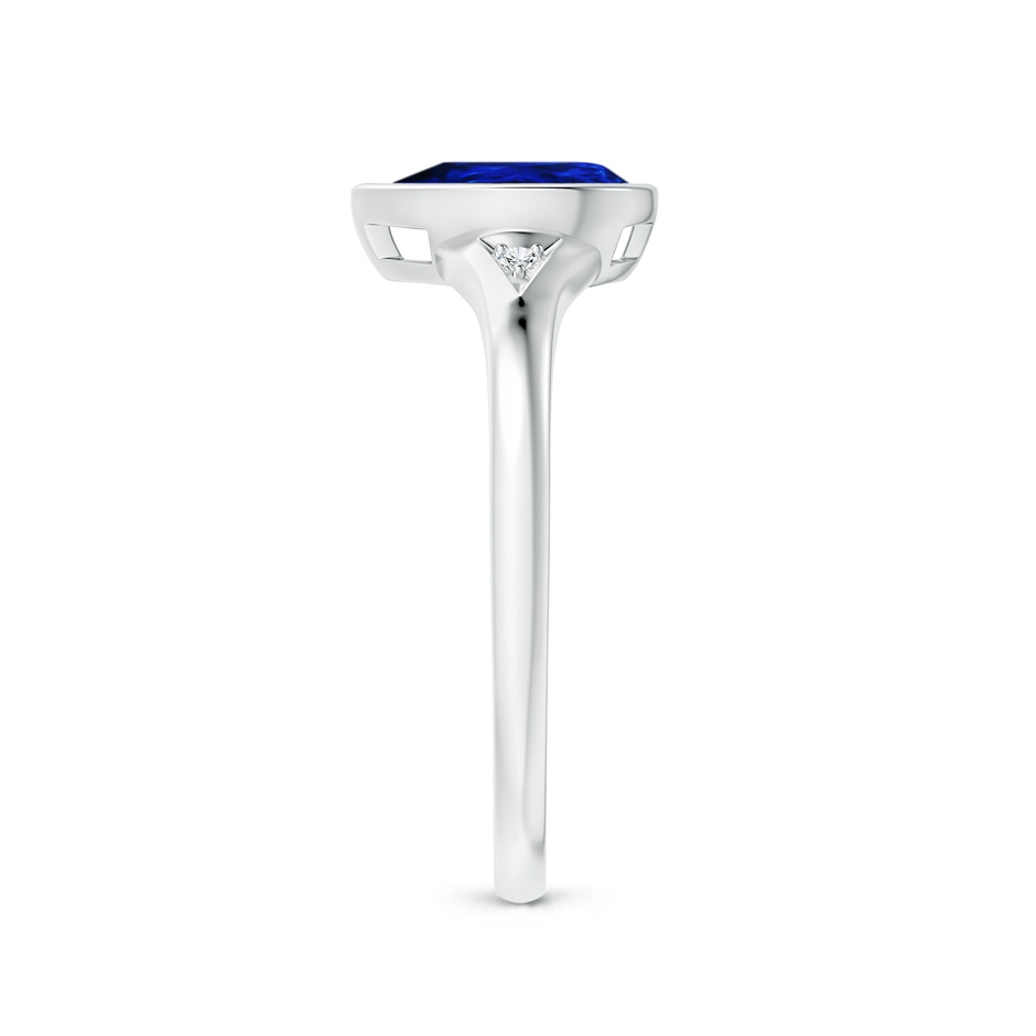 8x6mm AAAA Bezel-Set Pear-Shaped Sapphire Ring with Diamonds in White Gold side 2